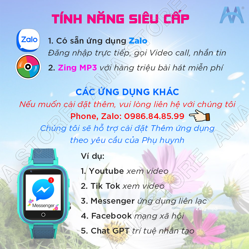 Đồng hồ Thông minh Trẻ em Gắn sim Định vị GPS có ZaIo Google dịch Translate Youtube Zing Mp3 Whatsapp Line Nghe gọi Nhắn tin SMS kết nối Wifi 4G tai nghe loa Bluetooth AMA Smart watch LT21 Android 2023 Hàng nhập khẩu