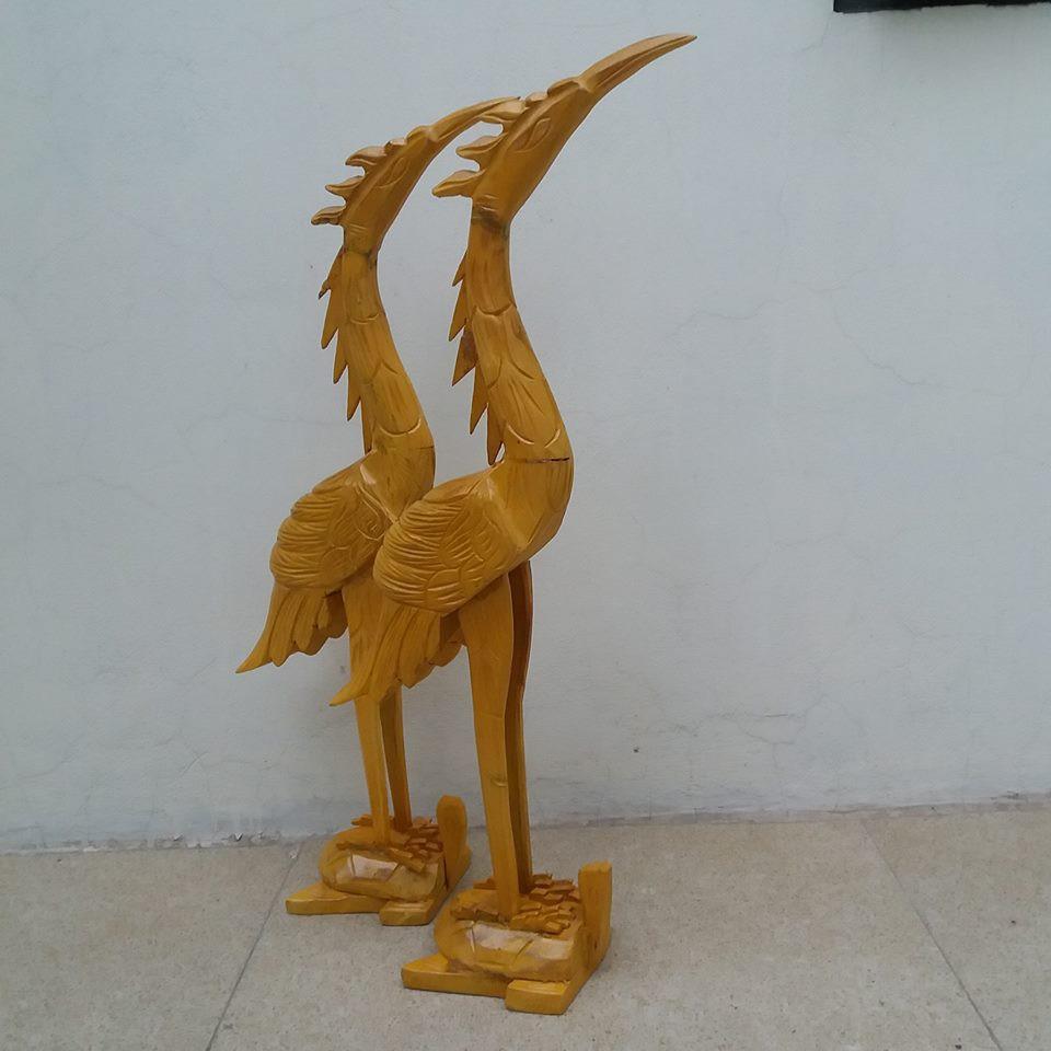 Hạc thờ gỗ mít cao 61cmx25cmx12cm