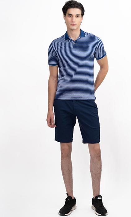 Áo Polo Nam Dệt Sọc Novelty NATMSNMCSR191045N - Xanh Dương Sọc Trắng