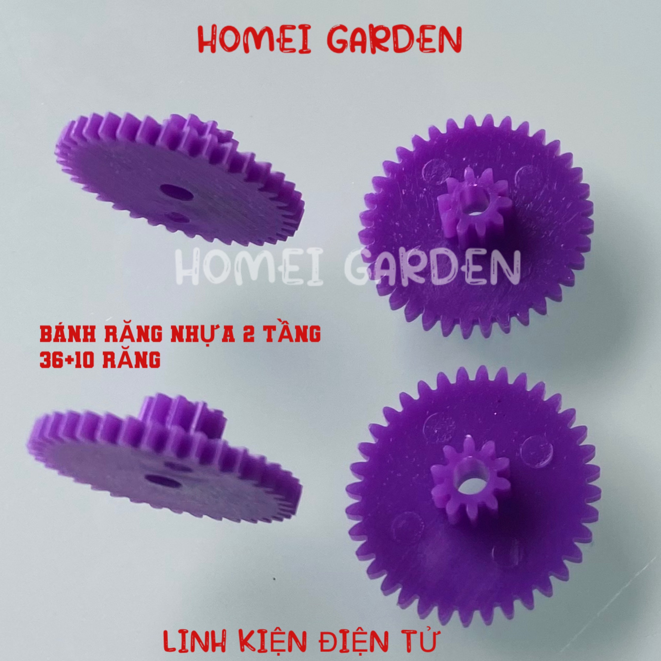 4 bánh răng nhựa 2 tầng 30 10 răng trục 2mm làm đồ chơi DIY - HM0171