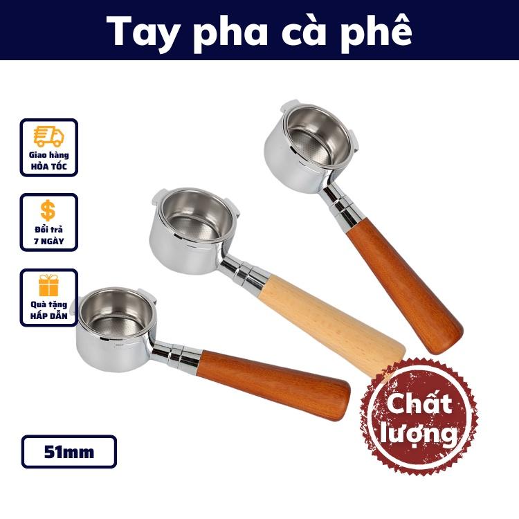 Tay pha cà phê 51mm cao cấp pha cafe espresso cao cấp chuyên dụng tay cầm pha cafe máy chất liệu gỗ và inox bảo hành 1 1