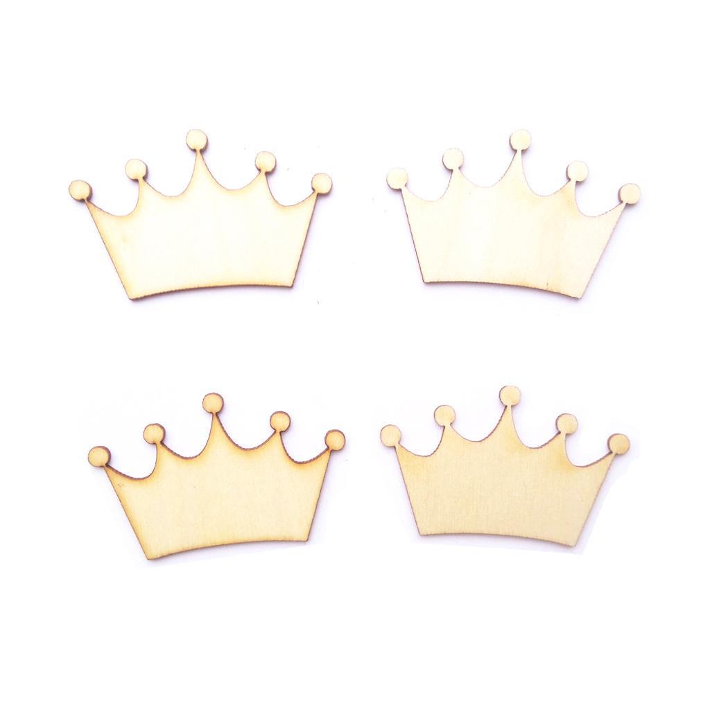 4-5pack 24 Pieces Unfinished Crown Shape Wooden Pieces DIY Craft Embellishments