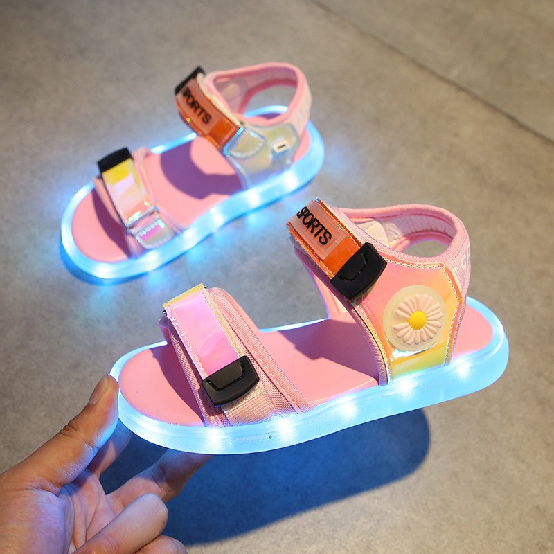 Giày sandal phát sáng đèn LED sạc USB thông minh cho bé gái 3 - 12 tuổi SG39