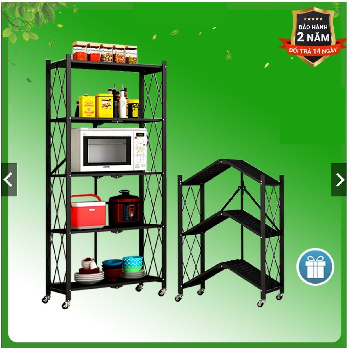 Kệ Để Đồ Đa Năng đựng Đồ Nhà Bếp - Không cần lắp ráp- Gấp Gọn dễ dàng- Có bánh xe xoay 360*