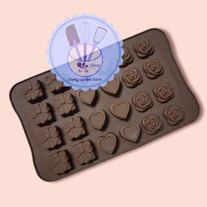 Khuôn silicon 3 mẫu đổ rau câu, đổ socola