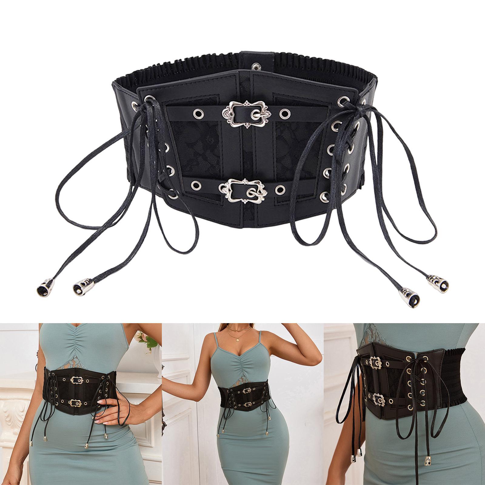 Women Lace up Tied Waist Belt, Wide Dress Belt Waistband Corset Belts for Club Dresses Dancing Custume Cosplay