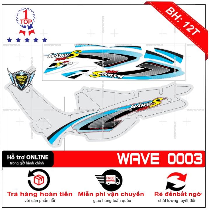 Tem rời dán xe wave nhỏ đời đầu S100 dán xe bạc - Bi Decal