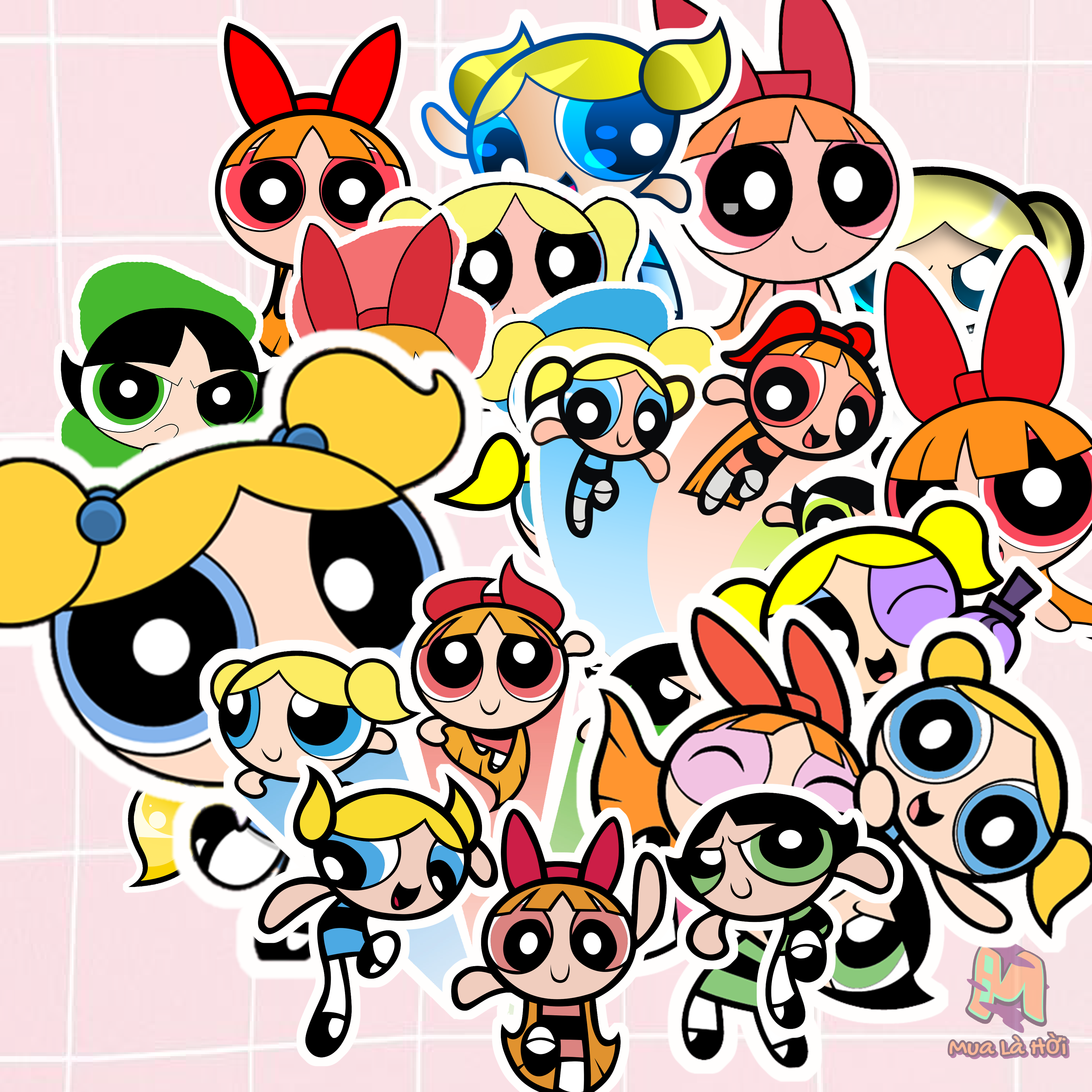 Miếng dán Stickers chủ đề The Powerpuff Girls