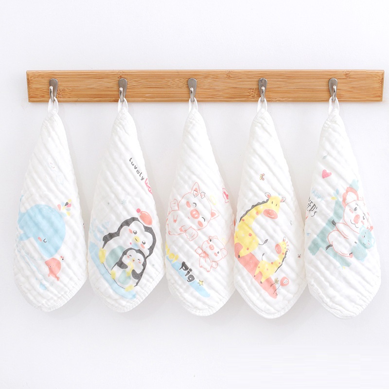 Set 5 khăn mặt vải xô 6 lớp cotton tinh chế 30cm x 30cm