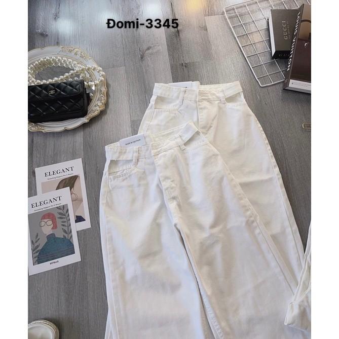 Quần Jeans Nữ - Quần Bò Jeans Nữ Ống Rộng Lưng Kiểu Jeans Ống Suông Màu Trắng Ulzzang Cực Xinh