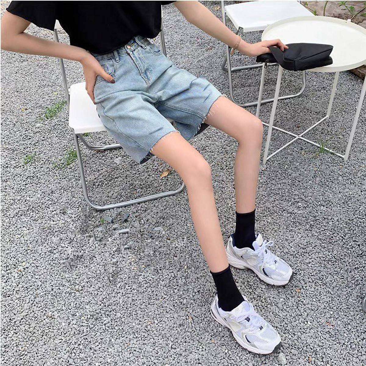 Quần Short Jean Ngố Rách Ulzzang 2022