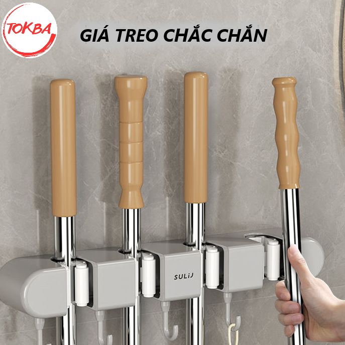 Giá móc treo kẹp chổi và đồ dùng thông minh gọn gàng bền đẹp