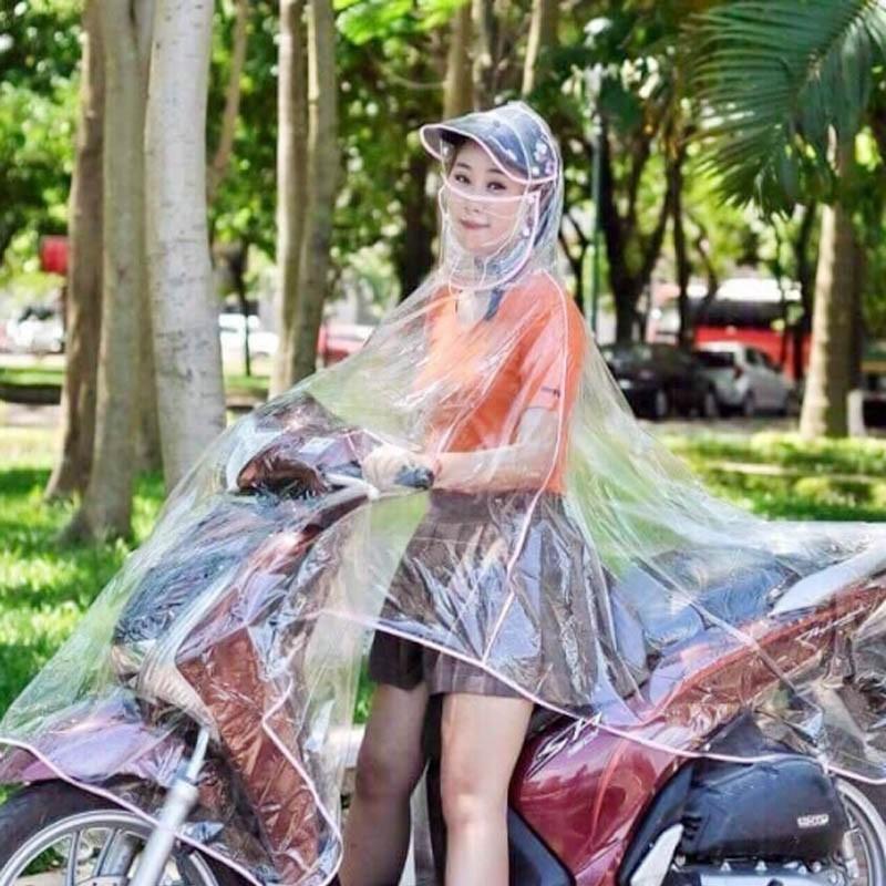 Áo mưa trong suốt 1 đầu đi mưa