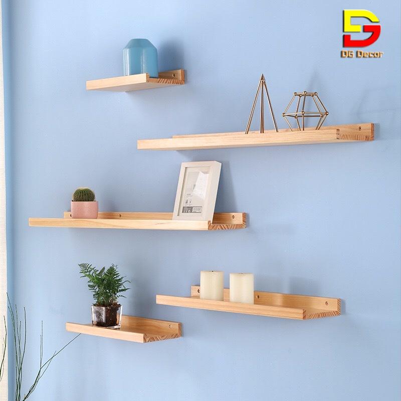 KỆ GỖ trang trí treo tường phong cách Hàn Quốc-Kệ gỗ thông tự nhiên decor nhà cửa 30cm-80cm