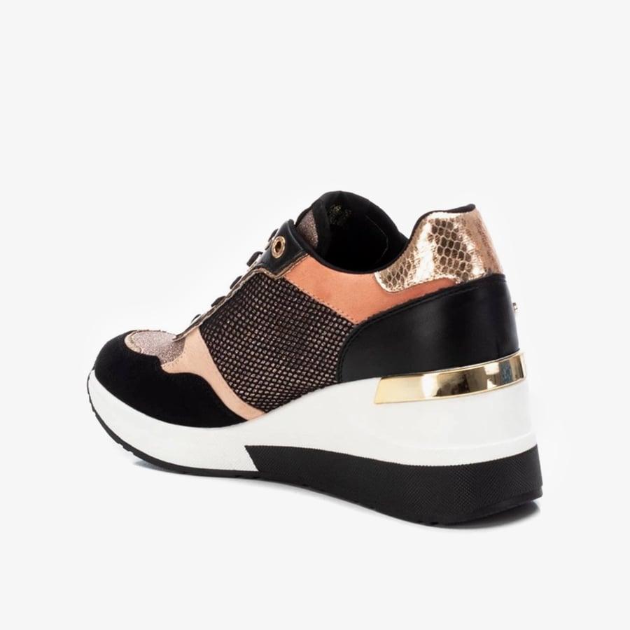 Giày Sneakers Nữ XTI Black Textile Combined Ladies Shoes