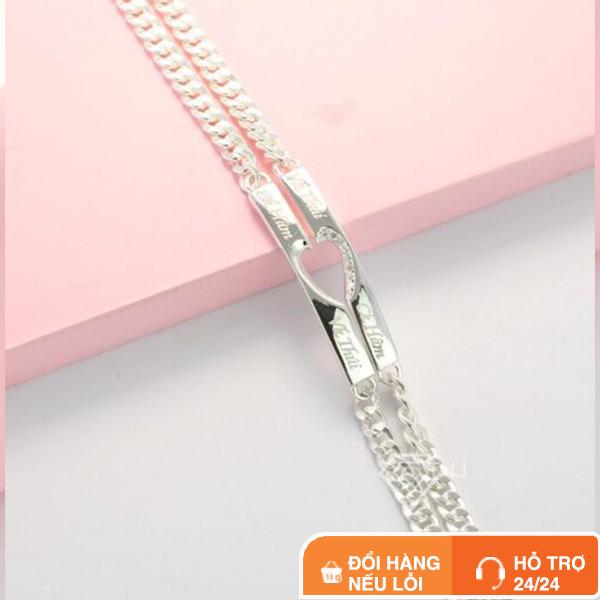 Lắc Tay Bạc Đôi Lylysilver Hình Trái Tim Khắc Tên