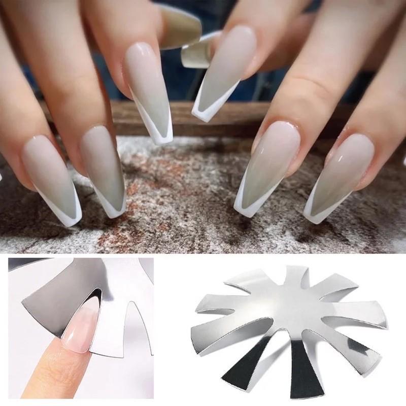 Miếng cắt móng bột móng tay, tạo hình V và Oval ️ inox không rỉ ️