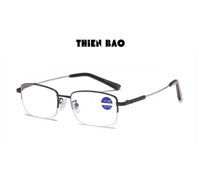 Kính lão thị, kính viễn thị Nam nữ KVM367 hàng đẹp xẻ cước chống as xanh Gọng TITANIUM càng dẻo chuẩn độ