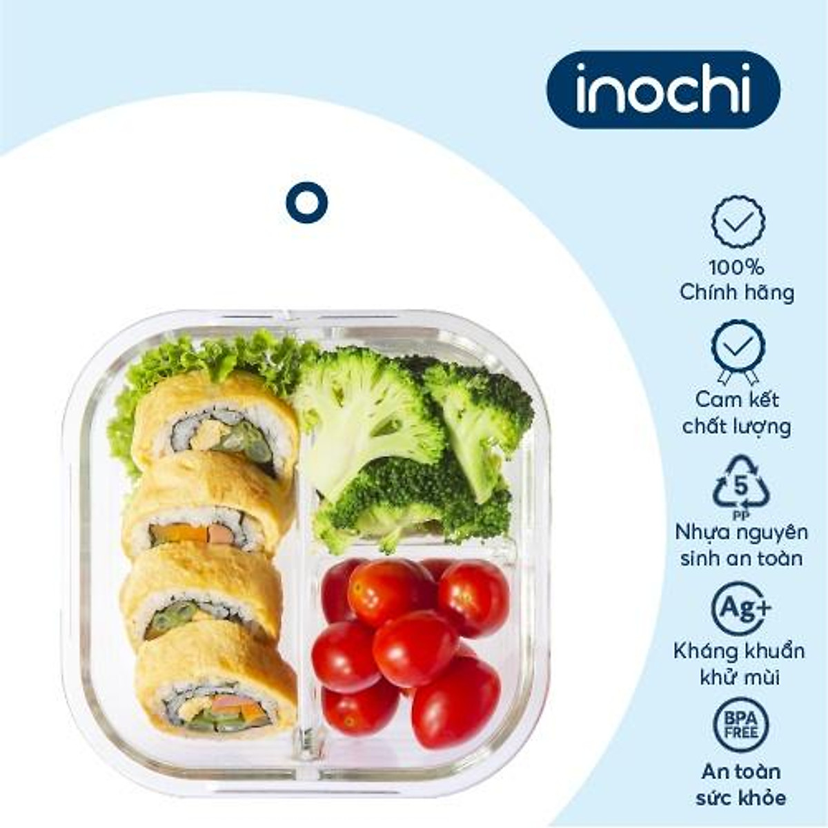 Hộp Cơm Thủy Tinh 2/3 ngăn, Hộp Thủy Tinh Đựng Thức Ăn NIKKO Tiêu Chuẩn Nhật Bản - Chính hãng inochi