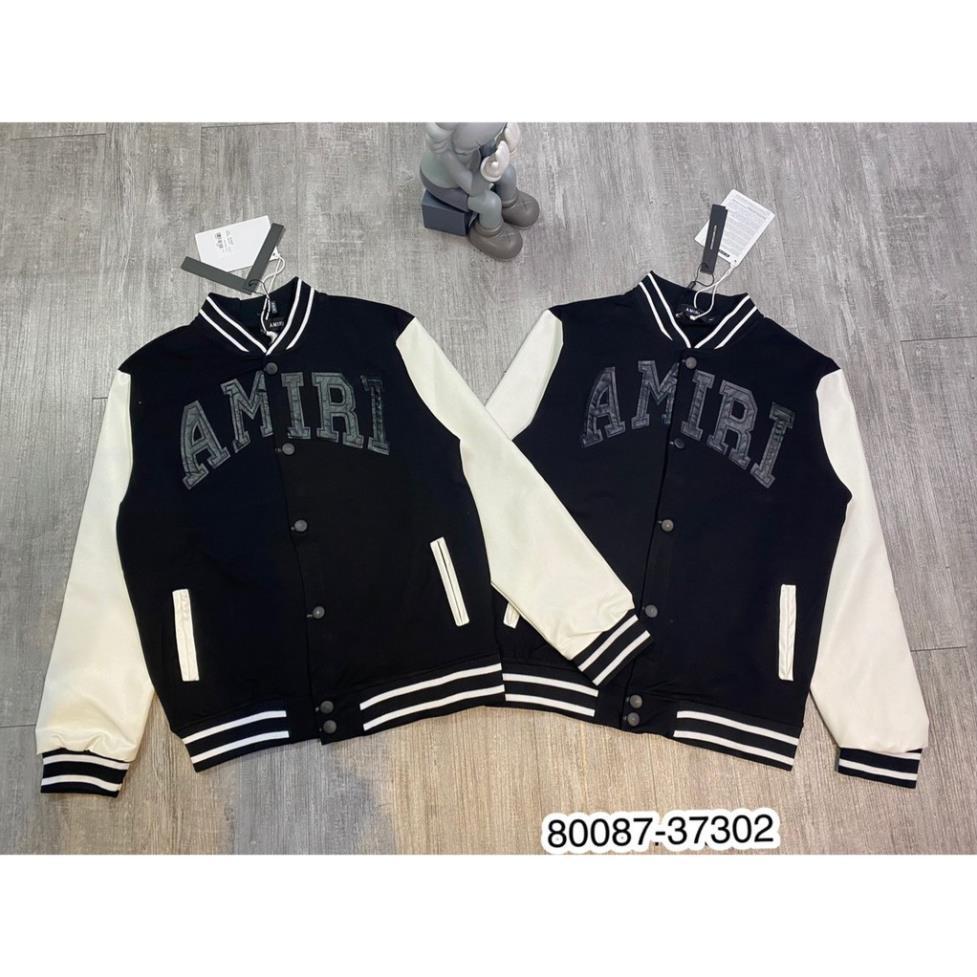 Áo khoác nỉ bomber Amiri chữ da siêu hot_Áo khoác nỉ nam phổi tay da
