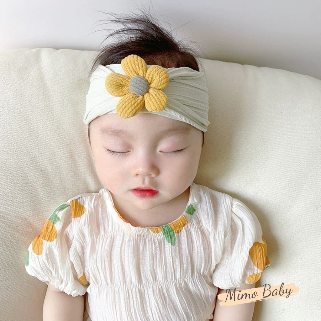 Băng đô thun gân đính hoa vàng đáng yêu cho bé BD79 Mimo Baby