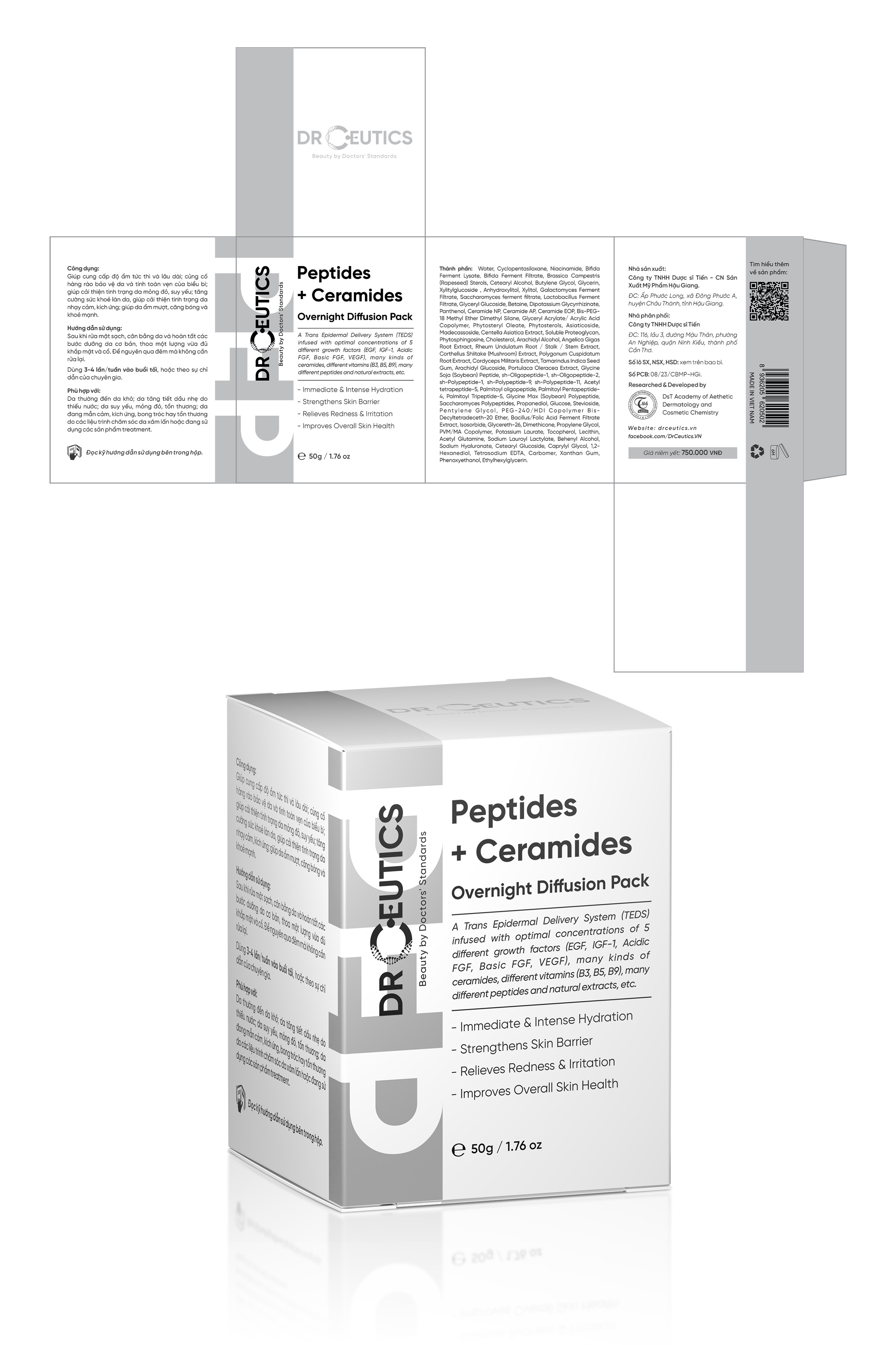 DRCEUTICS - Kem Dưỡng Phục Hồi Da Chứa Peptides Và Ceramides Overnight Diffusion Pack (50g)