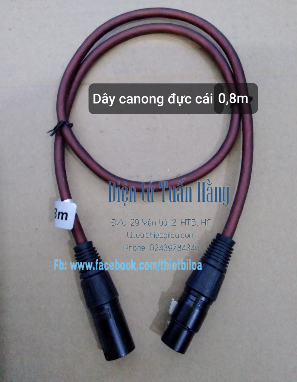 Dây Canon 2 đầu đực cái 0,8m