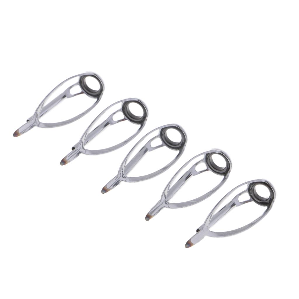 5pcs Fishing Rod Pole Guides Tips Top Eye Rings Rod Repair Kit
