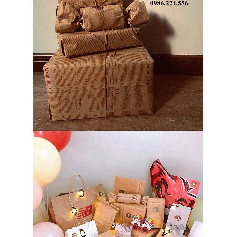 Giấy báo Vintage gói hoa quà dán tường Decor phòng dễ thương cute siêu đẹp set 10 tờ