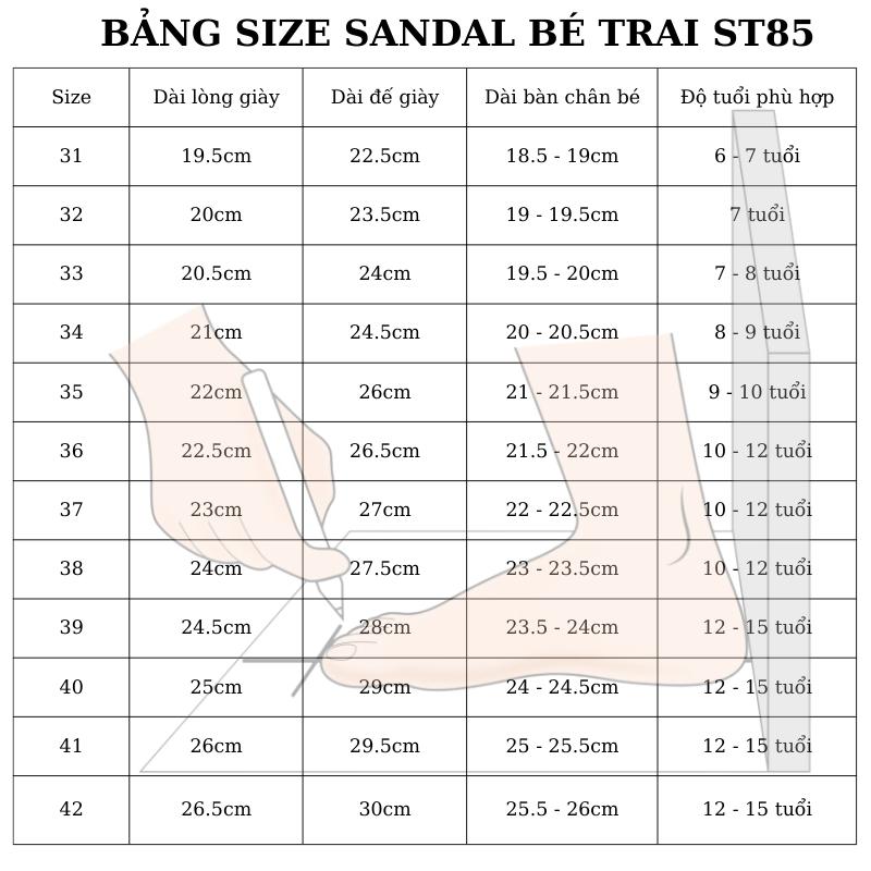 Sandal bé trai Nhím Shop xanh đen chất liệu dù cao cấp êm chân đế su nhẹ chống trơn trượt dép quai hậu dán 2 chiều cho trẻ em học sinh nam chân dày bụ thon dài 6 - 15 tuổi ST85