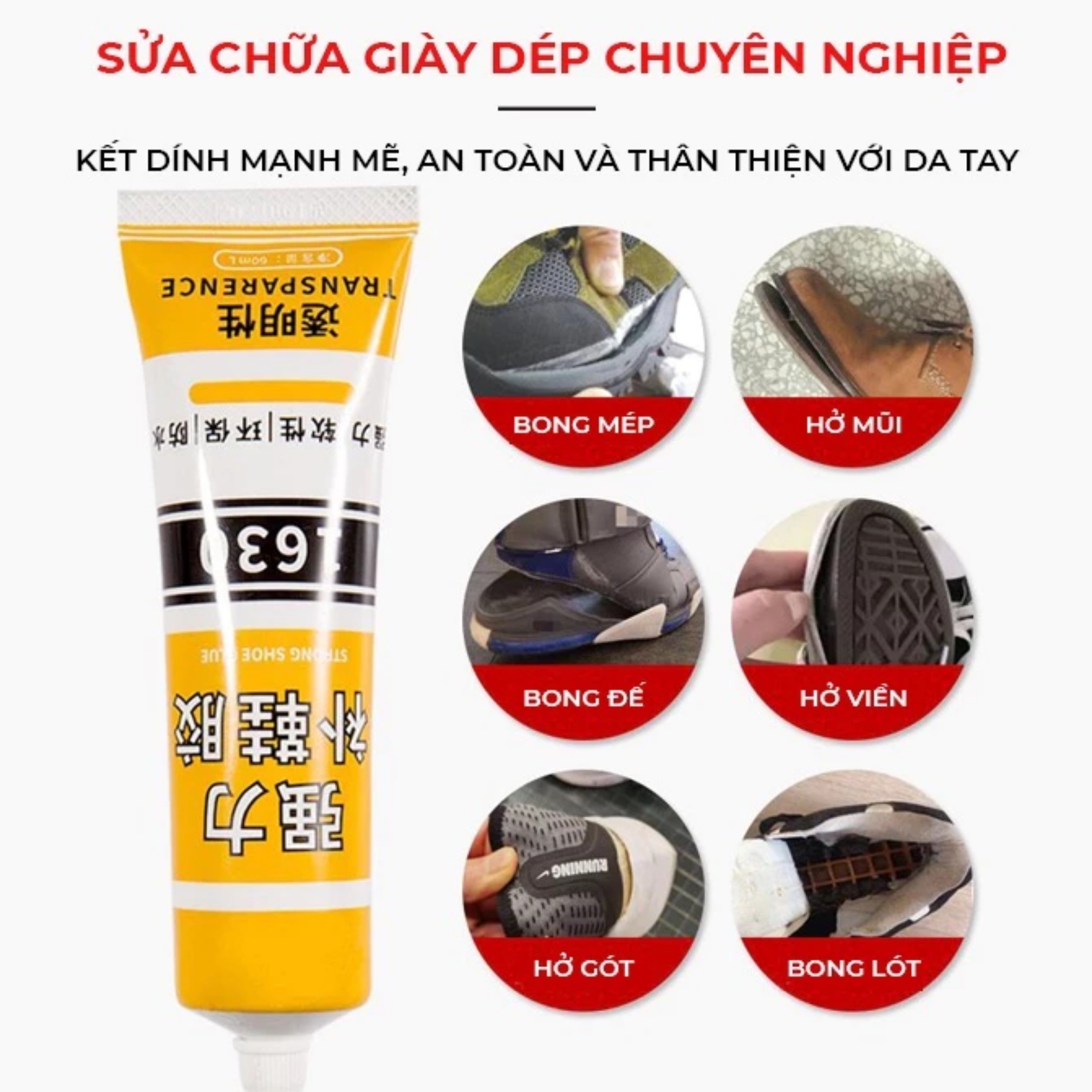 Keo Đa Năng Dán Đế Giầy Dép Thể Thao, Sneaker, Keo 1630 Dán Giày Dép Chuyên Dụng Siêu Dính, Siêu Bền, Tiện Lợi Trong Gia Đình. TakyHome 6070