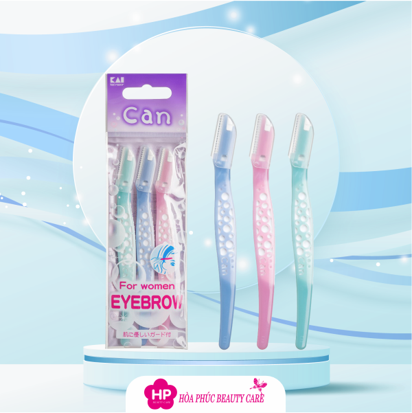 Dao Cạo Lông Mày Lưỡi Thép Có Màng Bảo Vệ Kai Razor Can Eyebrow 17827 CBM-3P Dành Cho Nữ (Set 3 Cây)