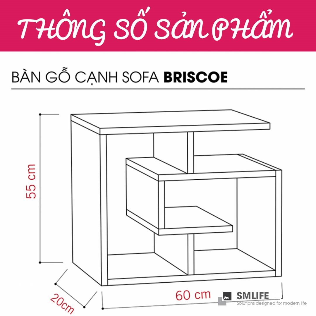 Bàn gỗ cạnh Sofa hiện đại SMLIFE Briscoee | Gỗ MDF dày 17mm chống ẩm | D60xR20xC55cm - Màu