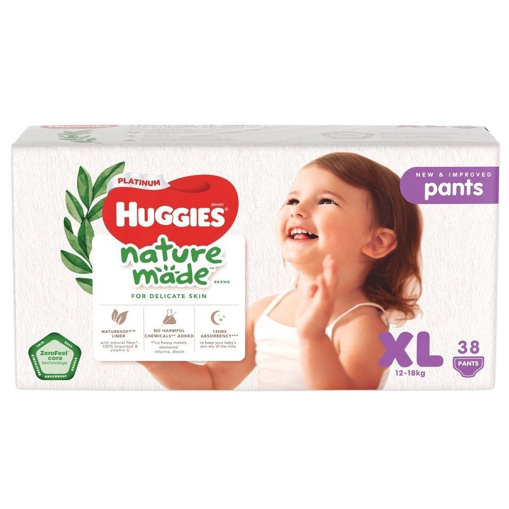 Tã/Bỉm quần siêu cao cấp Huggies Platinum Nature Made size XL38 (38 miếng)