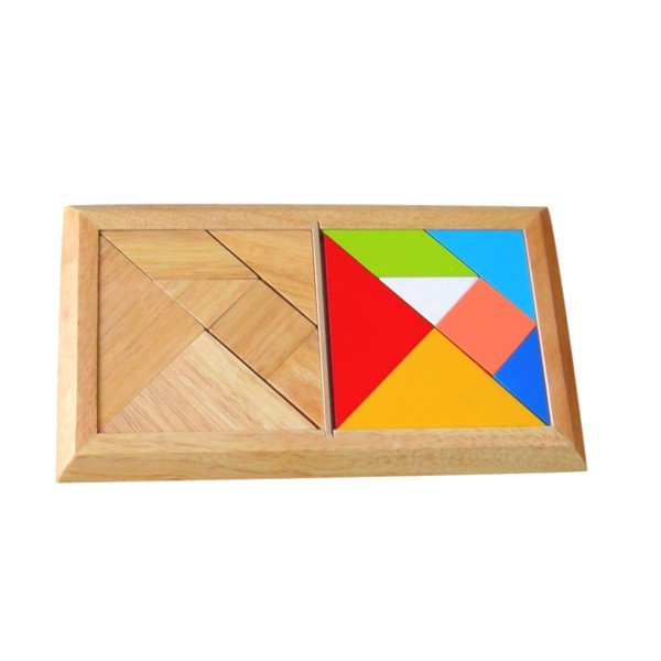 Trò ghép hình Tangram đôi | Đồ chơi lắp ráp 7 mảnh gỗ sáng tạo cho bé
