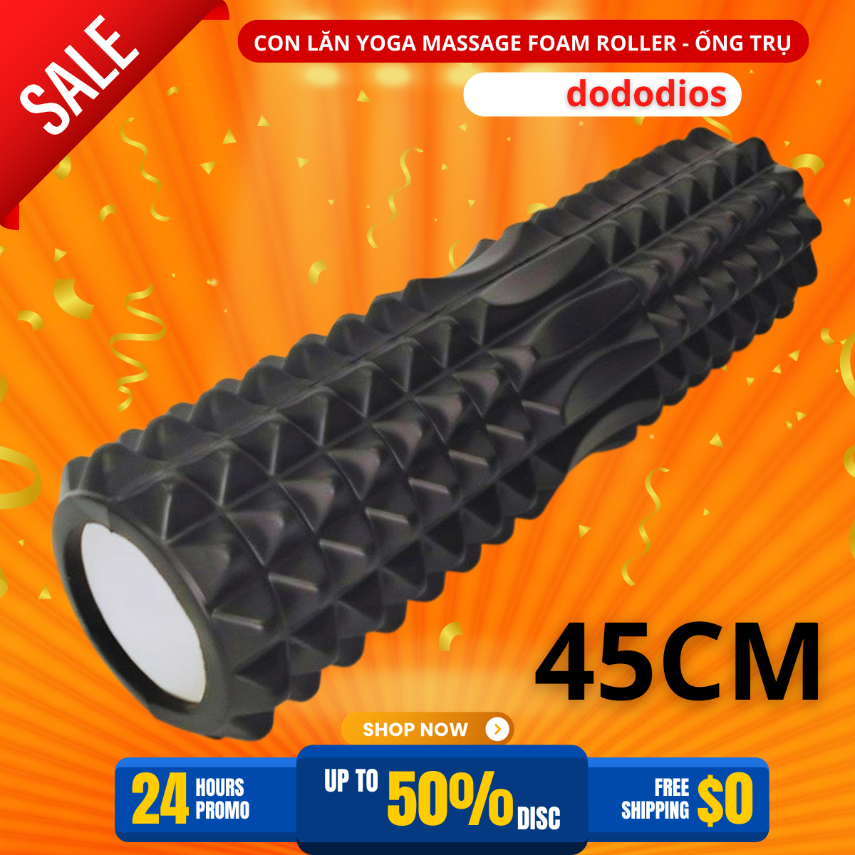 Con Lăn Massage Yoga Foam Roller dododios Màu Đen