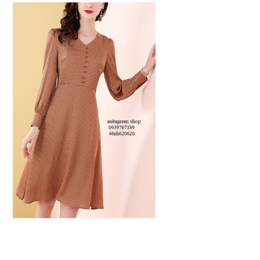 Nh620620-ĐẦM XÒE CHẤM BI TAY DÀI