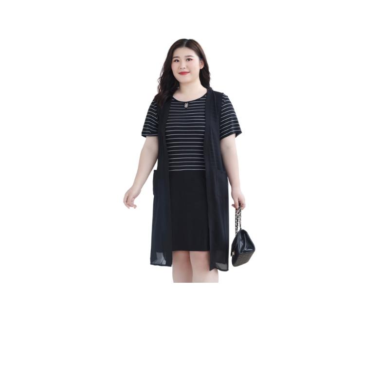 Đầm suông sọc phối khoát voan bigsize  BS4-621