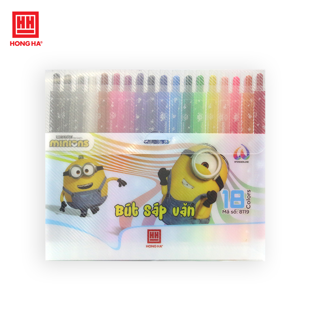 Bút sáp vặn Hồng Hà Minions 18 màu - 8119