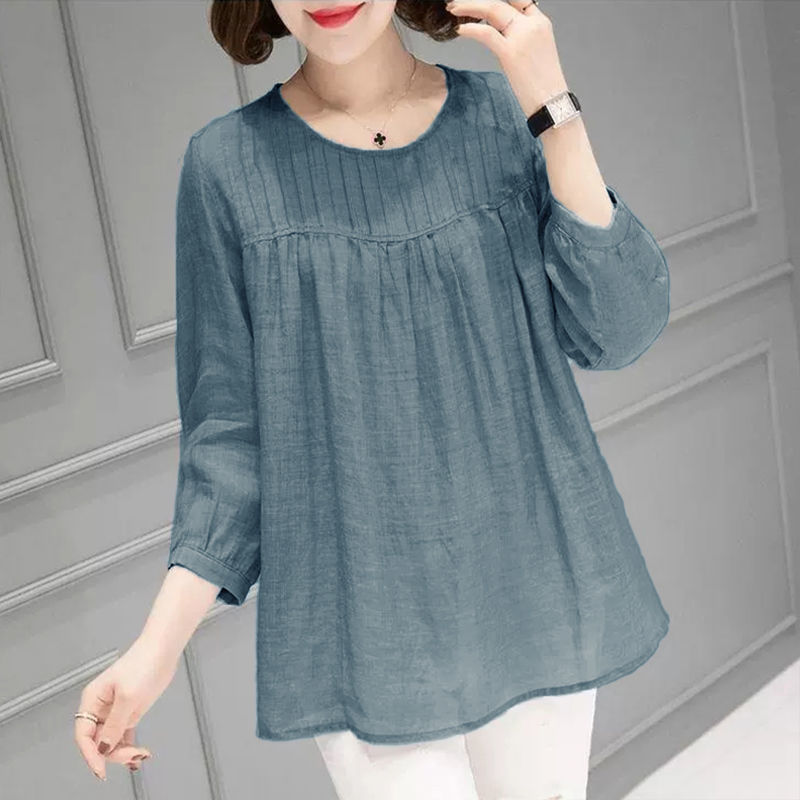 Aó đũi nữ tay lỡ kín đáo 3 màu thanh lịch full size 40-65kg Thời trang trung niên nữ Haint Boutique ALE19