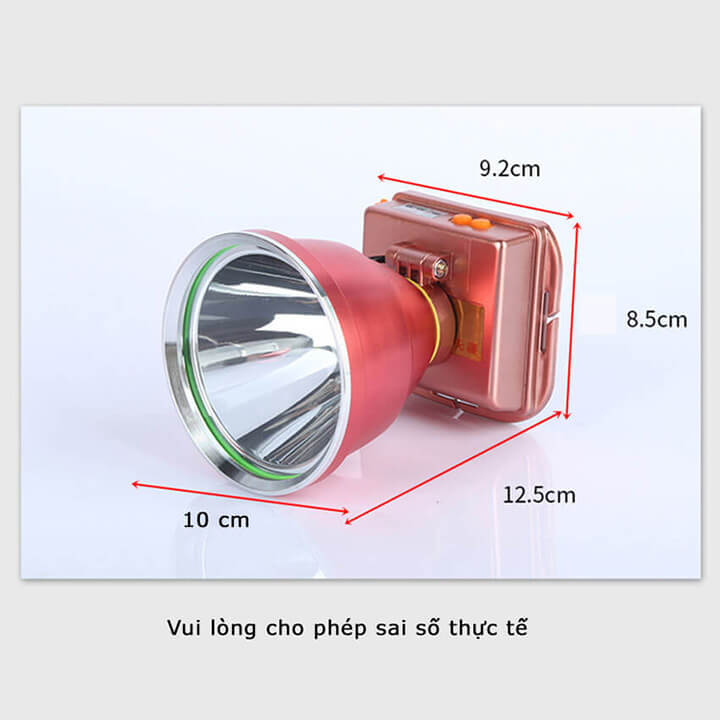 Đèn pin đội đầu 1 bóng 300W siêu sáng chiếu xa 500m, pin trâu 8-10h, chống nước IPX6, đèn Led đeo trán