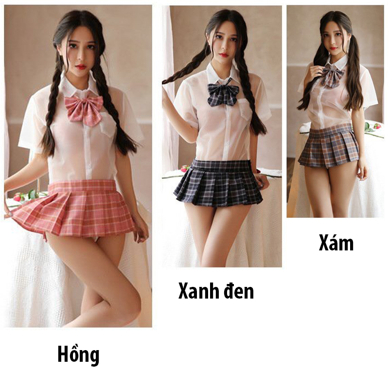 Cosplay hóa trang sơ mi tay dài kèm chân váy sexy Q606 - Áo sơ mi kèm chân váy gợi cảm - Đồ ngủ nữ quyến rũ