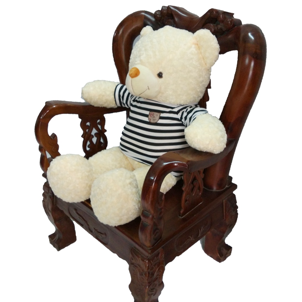 Gấu bông Teddy cao cấp áo thun  màu kem khổ 1m2 (Trắng)