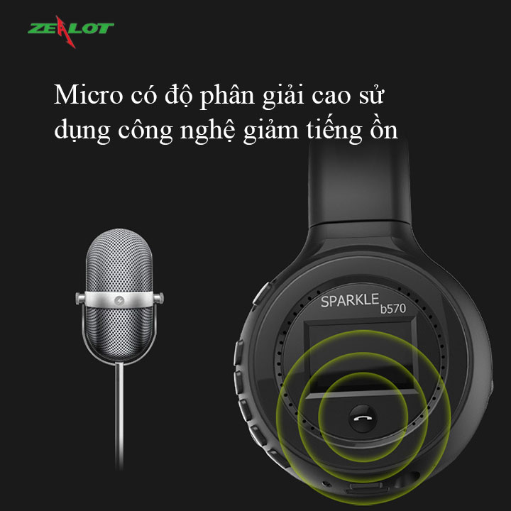 Tai nghe bluetooth chụp tai Zealot có màn hình hiện thị hàng chính hãng dành cho các game thủ chơi game nghe nhạc thỏa thích