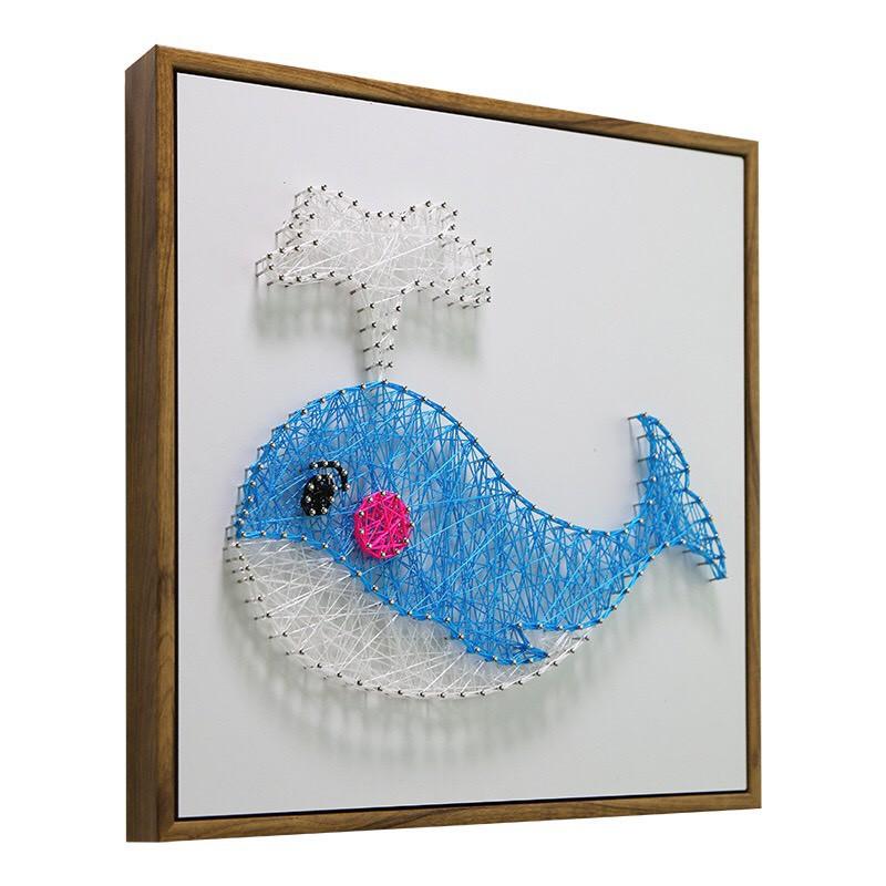 Tranh Chỉ Đinh - Tranh Dây - Cá voi xanh 30 x 30cm