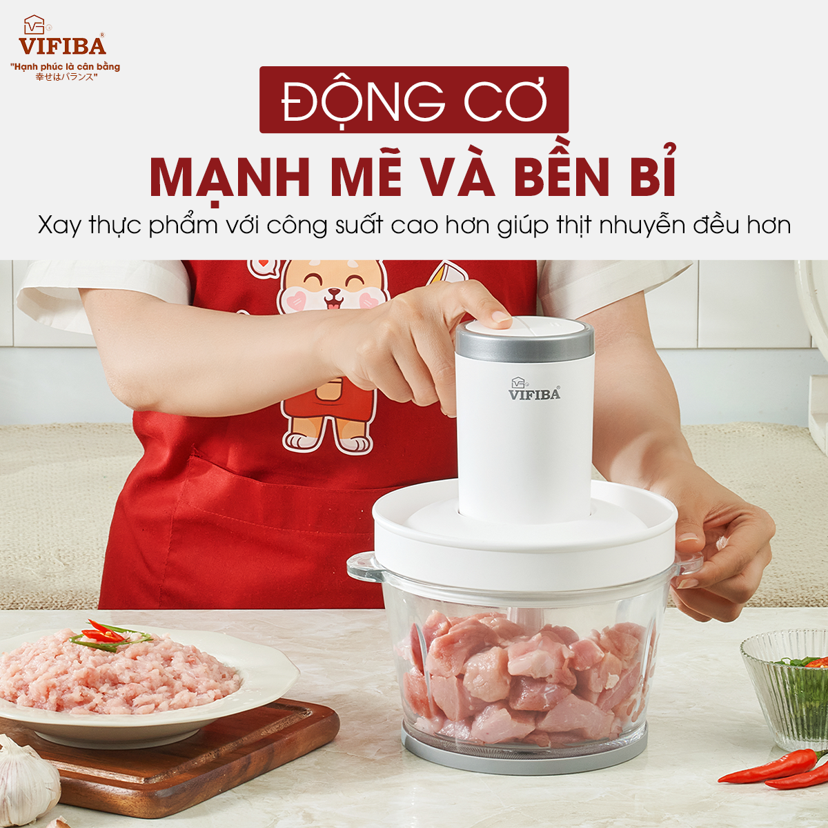 [Nhập CECAMP30KD1 giảm 30K] Máy Xay Thịt Hàng Chính Hãng VIFIBA, Kèm 2 Bộ 4 Lưỡi Dao, Công Suất 300W, 2 Cấp Độ Xay