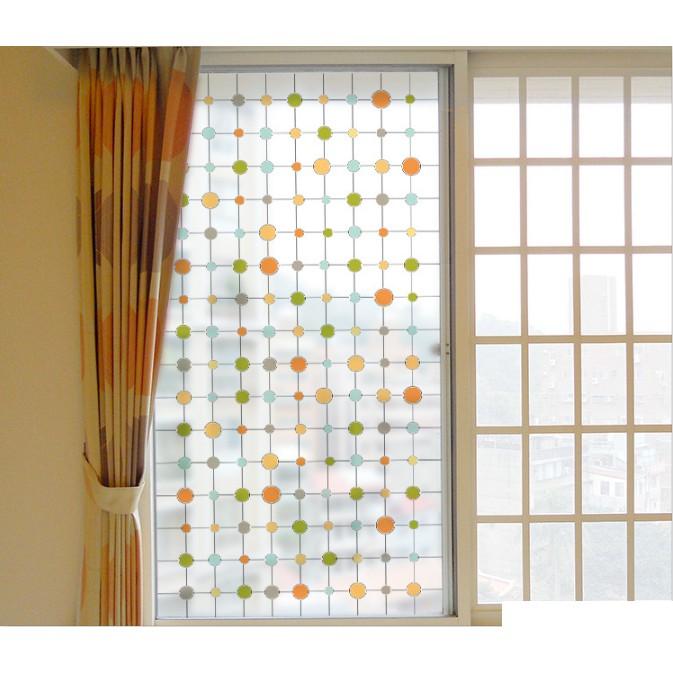 Decal dán kính cao cấp - họa tiết Vòng tròn nhỏ lớn nối nhau nhiều màu