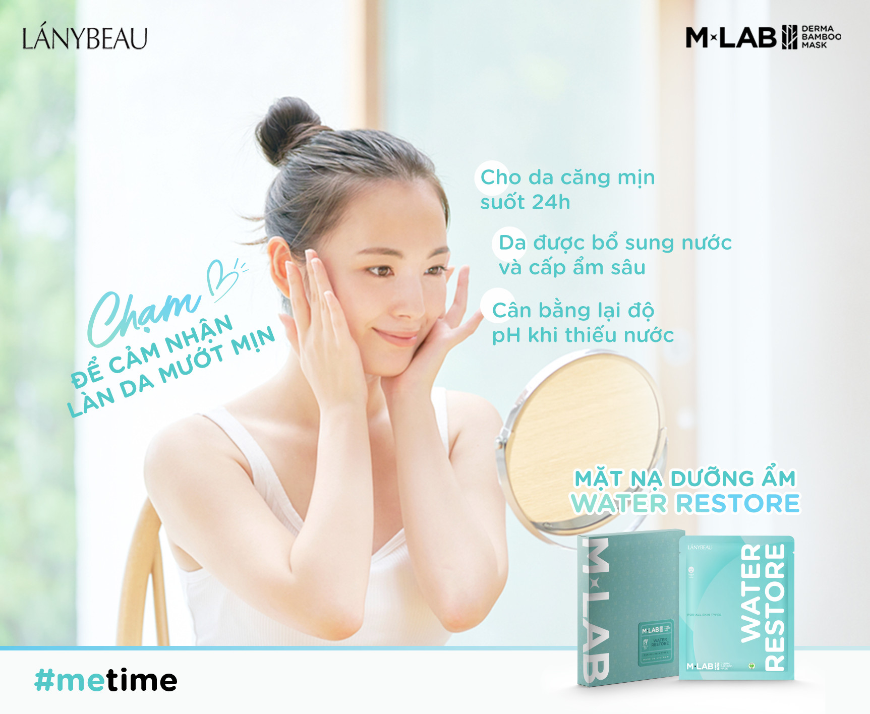 Hộp 7 miếng mặt nạ dưỡng da ẩm mịn, phục hồi M-Lab Derma Bamboo Mask - Water Restore