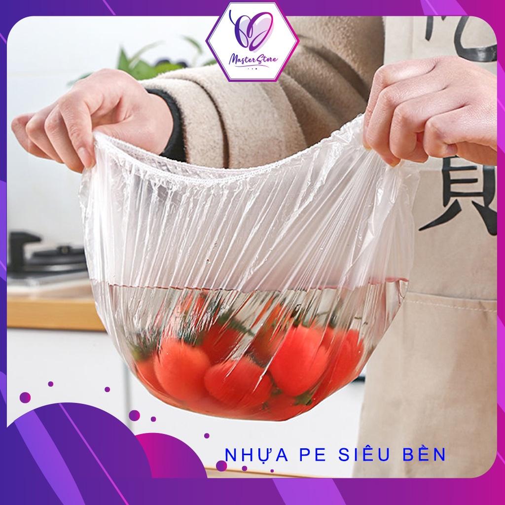 Màng bọc thực phẩm đa năng có chun co giãn, set 100 cái kèm túi gấu Master Store