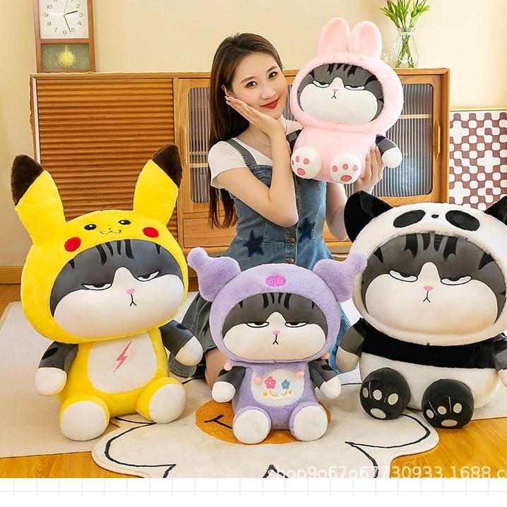 Gấu Bông Mèo Hoàng Thượng Lốt Thỏ, Mèo Hoàng Thượng Cosplay Ếch Xanh, gấu trúc, Pikachu, Kuromi Chất Liệu Lông Mịn Cao Cấp